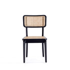 Manhattan Comfort - Lot de 4 chaises de salle à manger Giverny 46 cm style industriel chic - noir et cannage naturel-Assise en canne naturelle