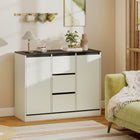 HOMCOM - Bahut buffet 39,4 po L avec portes à fermeture douce - grain de bois blanc-Les charnières à fermeture douce garantissent que les portes se ferment silencieusement, évitant les bruits de claquement et les pincements de doigts 