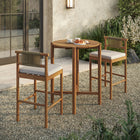 Modway - Eleni 3 pièces Terrasse extérieure Bois de teck Bar Set - Voile naturel-Accessoires de dossier en corde tressée