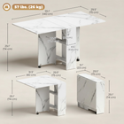 HOMCOM - Table à manger pliante à abattant avec étagères à 2 niveaux et roulettes pour 2-4 personnes - blanc marbré-Deux étagères pour un rangement discret