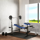 Soozier - Banc de musculation réglable avec extension pour les jambes - Bleu et noir-Banc de musculation solide et résistant aux éclats, d'une grande robustesse, peut supporter jusqu'à 330 lb
