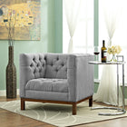 Modway - Panache Tissu rembourré Fauteuil - Gris d’attente-Patins de pied en plastique