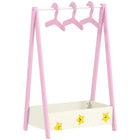 Qaba - Portant à vêtements pour enfants, portant à déguisements avec rangement, cintres - vert-Rangement polyvalent avec tringle suspendue et étagère inférieure pour jouets et chaussures  
