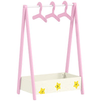 Qaba - Portant à vêtements pour enfants, portant à déguisements avec rangement, cintres - vert-Rangement polyvalent avec tringle suspendue et étagère inférieure pour jouets et chaussures  

