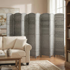 HOMCOM - Cloison autoportante tressée à la main 8 panneaux pour chambre - gris mélangé-Matériaux : polypropylène, bois de pin  
