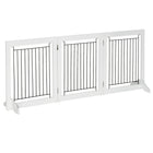 PawHut - Barrière pour animaux autoportante - pliable avec 2 pieds de support - blanc-Fabriqué en MDF et en acier pour plus de solidité 