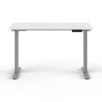 Humanscale - Table assis-debout eFloat Go 2.0 - 24 po x 48 po - surface stratifiée blanche/piètement argenté-Le cadre extensible convient aux surfaces de travail de 48 à 72 po de largeur et de 24 à 30 po de profondeur. Le réglage est simple et fluide