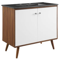 Modway - Transmit 36" Vanette de salle de bain - Noir noyer-Vanité moderne du milieu du siècle