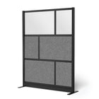 Luxor - Mur modulaire 53 x 70 - Cadre noir segmenté, fenêtre givrée, PET gris frais-Crée une intimité semi-permanente dans les espaces partagés