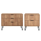 Manhattan Comfort - Dumbo table de chevet moderne à 2 tiroirs et commode à 3 tiroirs - brun doré - ensemble de 2-Commode de chambre moderne-contemporaine avec une touche de glamour comprenant une commode standard et une table de nuit 2.0