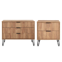 Manhattan Comfort - Dumbo table de chevet moderne à 2 tiroirs et commode à 3 tiroirs - brun doré - ensemble de 2-Commode de chambre moderne-contemporaine avec une touche de glamour comprenant une commode standard et une table de nuit 2.0