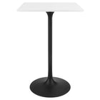 Modway - Lippa 28 po Carré Bois Bar Table, Noir Blanc-Table de bar moderne