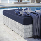 Modway - Convene Terrasse extérieure Ottoman rectangulaire in Marine gris clair-Housses de coussins lavables à la machine