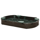 Outsunny - Bac à sable ovale d'extérieur pour enfants avec couvercle et siège - 183 x 105 cm - Marron-Équipé de quatre planches de siège semi-circulaires, permettant aux enfants d'avoir une place pour s'asseoir 