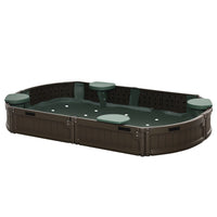 Outsunny - Bac à sable ovale d'extérieur pour enfants avec couvercle et siège - 183 x 105 cm - Marron-Équipé de quatre planches de siège semi-circulaires, permettant aux enfants d'avoir une place pour s'asseoir 