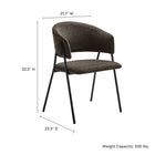 Modway - Nella Rembourré Chenille à bruyère Chaises de salle à manger Ensemble de 2 - Java Black-Dossier de canon