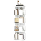 HOMCOM - Tour de Bibliothèque pivotante à 4 niveaux - grain de bois blanc-Quatre niveaux avec 16 compartiments offrent un espace de rangement généreux pour divers objets 