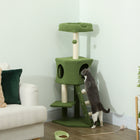 PawHut - Arbre à chat 47 po avec maisonnette, échelle, poteaux à griffer, balle-1 maisonnette, 3 perchoirs, 1 balle suspendue et 1 échelle pour que votre chat puisse dormir et jouer 