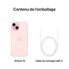 Apple - iPhone 15 6,1 po ecran Liquid Retina, 256 Go, Rose, Bell et Virgin Plus-Garantie limitée d'un an du fabricant