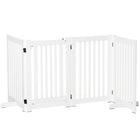 PawHut - Barrière pour chien pliable à 4 panneaux avec porte, 30 po H - blanc-Fabriqué en MDF, barrière robuste 