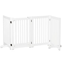 PawHut - Barrière pour chien pliable à 4 panneaux avec porte, 30 po H - blanc-Fabriqué en MDF, barrière robuste 