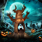 HOMCOM - Décoration gonflable d'extérieur LED de 8 pieds pour Halloween - Fantôme blanc - Marron-Illuminé avec 3 lumières LED internes pour que vous puissiez l'utiliser de jour comme de nuit 