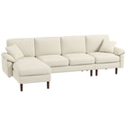 HOMCOM - Canapé sectionnel modulable avec chaise longue - blanc crème-La conception en forme de L, peu encombrante, s'adapte aux coins du salon, de la chambre, du bureau à domicile, etc
