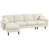 HOMCOM - Canapé sectionnel modulable avec chaise longue - blanc crème-La conception en forme de L, peu encombrante, s'adapte aux coins du salon, de la chambre, du bureau à domicile, etc