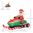 HOMCOM - Décoration gonflable de Noël Père Noël sur motoneige lumière décor intérieur extérieur - Rouge-L'air peut être drainé pour un rangement facile 