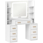HOMCOM - Coiffeuse avec miroir et lumières - 43,3 po L x 15,7 po l x 55,1 po H - blanc-Trois couleurs de lumière s’adaptent à diverses occasions de maquillage et moments de la journée 