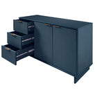Manhattan Comfort - Buffet moderne Granville 140 cm - Bleu Minuit-Base de balai moderne ouverte avec pieds latéraux ajoutant un design de mode sans couture et de la durabilité