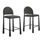 Modway - Hayley Cuir végane Tabourets de comptoir Ensemble de 2 - Anthracite noire-Tabourets polyvalents