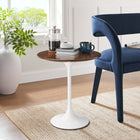 Modway - Lippa Rond de 20 po Bois Table d’appoint - Noyer/blanc-Socle métallique résistant aux éclats