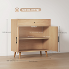 HOMCOM - Buffet de style ferme 30 po avec tiroir et étagère de rangement - chêne-Comprend une sangle anti-basculement et des patins pour une stabilité et une sécurité accrues