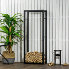 HOMCOM - Porte-bûches pour cheminée- 23,6 po x 9,8 po x 59,1 po-Fabriqué en acier sélectionné pour plus de solidité 