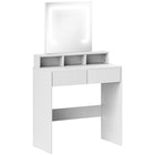 HOMCOM - Coiffeuse avec miroir et lumières - 29,5 po L x 15 po l x 53,1 po H - blanc-Les lumières LED avec trois options de couleur améliorent l'application du maquillage 