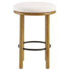 Modway - Fable Tissu Boucle Tabourets de comptoir - Ivoire de chêne - Ensemble de 2-Glissements au pied sans marquer