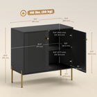 HOMCOM - Buffet moderne 31,5 po L avec portes cannelées - noir-Pieds solides en acier et kit anti-basculement assurent stabilité et sécurité 