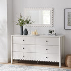 Modway - Emmeline 6 tiroirs festonnés Commode, Blanc-Glissières de plancher sans marquage