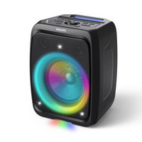 Philips - Haut-parleur de fête Bluetooth TAX3000-120 W max (60 W RMS) et Bass+. Vous aimez les bonnes lignes de basse? Avec son woofer de 8 po et notre technologie exclusive Bass+, les basses de cette enceinte de fête seront profondes, riches et pleines, même si vous écoutez à faible volume en fin de soirée. Vous obtenez 120 W max (60 W RMS) d’un son puissant, et deux tweeters de 2 po font en sorte que les voix ne se contentent pas de chanter, elles prennent leur envol.