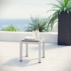 Modway - Shore Terrasse extérieure Aluminium Table d’appoint - Gris argenté-Panneaux d’accent en bois plastique