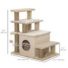 PawHut - Escalier pour chat à hauteur réglable avec poteau à griffer pour canapé - beige-Les poteaux en jute aident à garder les griffes de votre chat en bonne santé 