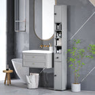 Kleankin - Armoire de rangement de salle de bain avec étagères et porte-papier toilette - gris-Les étagères à l'intérieur des armoires sont réglables sur 3 niveaux pour un rangement flexible 
