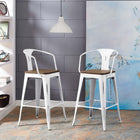 Modway - Promenade Tabouret de bar - Blanc - Ensemble de 2-Acier revêtu de poudre