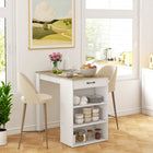 HOMCOM - Table de bar avec rangement - effet bois gris-Comprend un tiroir et 3 étagères offrant un espace de rangement généreux 