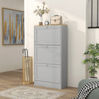HOMCOM - Armoire à chaussures moderne avec 3 tiroirs basculants pour 12 à 18 paires - gris-Le design compact s'intègre dans les petits espaces 