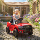 Qaba - Voiture électrique pour enfants sous licence Dodge RAM 3500 12V - rouge-Puissants doubles moteurs 12V et vitesses jusqu'à 3,1 mi/h (5 km/h) 