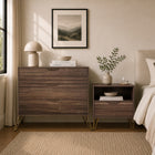 Manhattan Comfort - Table de nuit Avira 20" style milieu du siècle moderne à 1 tiroir - Marron-Garantie limitée du fabricant de 30 jours
