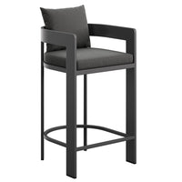 Modway - Tahoe Terrasse extérieure Aluminium pour patio Chaise de bar - 44,5 po - Fusain-Cadre en aluminium