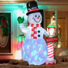 HOMCOM - Bonhomme de neige gonflable de Noël Airblown éclairé décoration intérieur extérieur - Blanc-Le mode des lumières colourées : la lumière rouge, bleue et verte clignote alternativement 